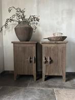 Nachtkastjes Driftwood Set van 2 met schuifsluiting, Ophalen of Verzenden, Nieuw, Minder dan 45 cm