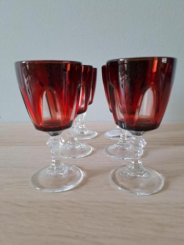 Set van 6 vintage borrelglaasjes Luminarc Rubilux Red  beschikbaar voor biedingen