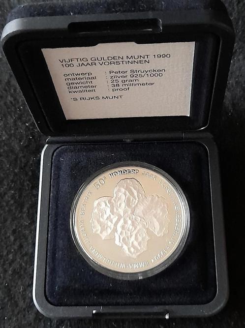 Nederland 50 gulden 1990 proof, Postzegels en Munten, Munten | Nederland, Setje, 50 gulden, Koningin Beatrix, Zilver, Ophalen of Verzenden
