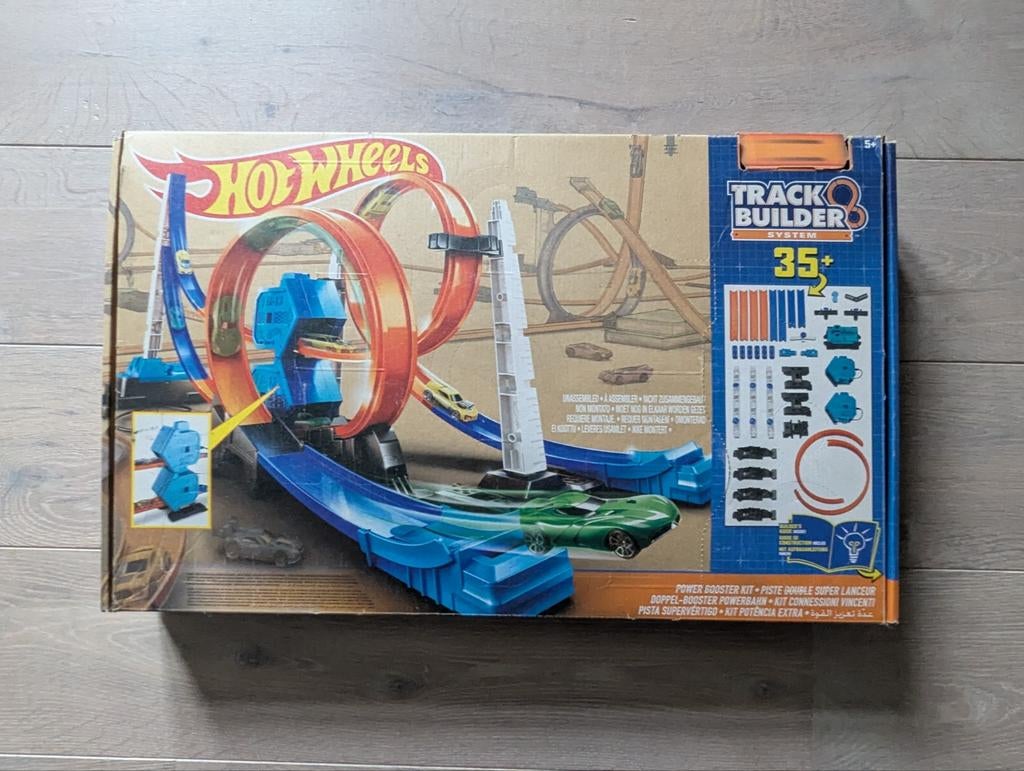 Hot Wheels Trackbuilder System met Power Booster - Compleet!, Kinderen en Baby's, Speelgoed | Racebanen, Zo goed als nieuw, Racebaan