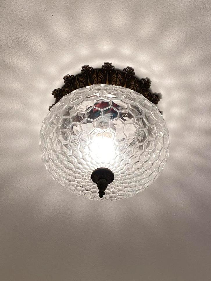 Retro grote annas Plafonnière Lamp jaren 60 diameter 25cm, Huis en Inrichting, Lampen | Plafondlampen, Gebruikt, Glas, Ophalen of Verzenden