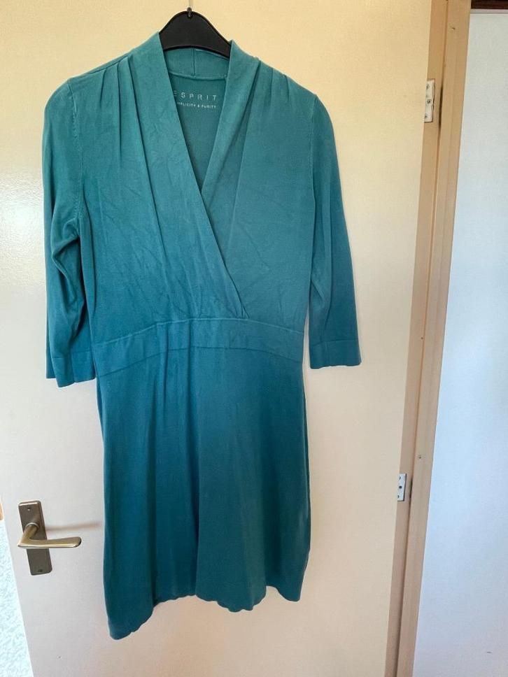 Mooi petrolkleurig overslagjurkje Esprit mt L, Kleding | Dames, Jurken, Gedragen, Maat 38/40 (M), Overige kleuren, Knielengte