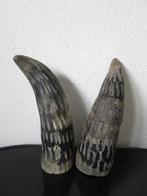 2 mooie echte hoorn beeldjes 18 cm, Antiek en Kunst, Kunst | Beelden en Houtsnijwerken, Ophalen of Verzenden