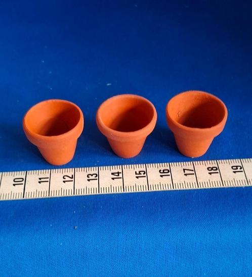 3 echte terracotta bloempotten miniatuur poppenhuis 1:12, Verzamelen, Poppenhuizen en Toebehoren, Nieuw, Poppenhuis, Ophalen of Verzenden