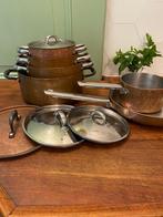KOPEREN PANNEN ROESTVRIJ KOKEN 6 STUKS., Huis en Inrichting, Keuken | Potten en Pannen, Overige materialen, Gebruikt, Keramische plaat