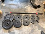 Les mills halter set 40 kg gewicht stang met schijven, Sport en Fitness, Fitnessmaterialen, 40 kg, Gebruikt, Ophalen of Verzenden