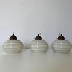 Trio van Deense art-decolampen vintage, Huis en Inrichting, Lampen | Hanglampen, Ophalen of Verzenden, Zo goed als nieuw, Glas