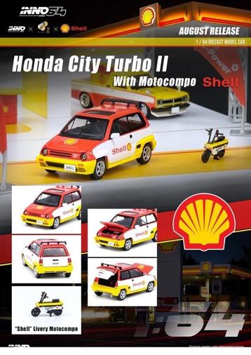 Honda City Turbo II van Inno64 1/64 met motocompo Shell