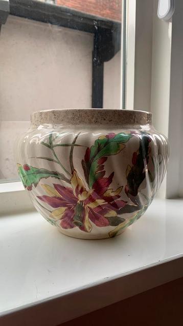 Antieke Petrus Regout bloempot plantenpot aardewerk cactus  beschikbaar voor biedingen