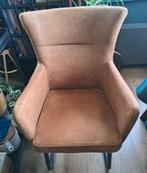 4 eetkamerstoelen, cognac-bruin, zacht suede-achtig., Huis en Inrichting, Ophalen, Gebruikt, Bruin, Vier