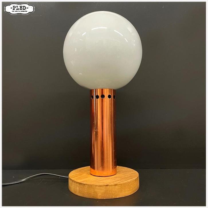 Vintage opaalglazen tafellamp - Seventies - Tsjechie, Huis en Inrichting, Lampen | Tafellampen, Gebruikt, Minder dan 50 cm, Ophalen of Verzenden