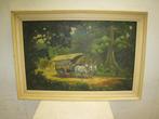 Ossenkar door weelderig Aziatisch landschap, 102x70