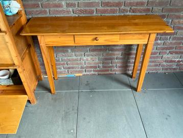 Houten site table met lade & Kastje+kleppen Blank Hout beschikbaar voor biedingen