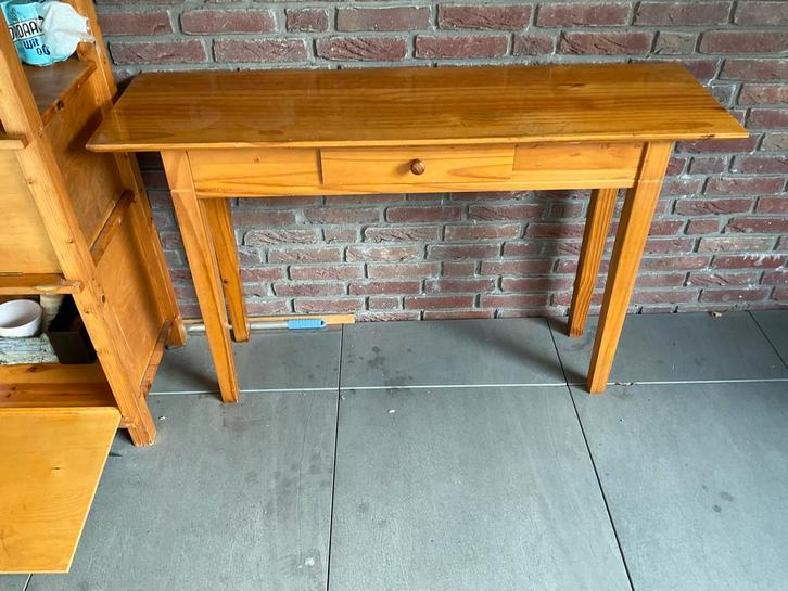 Houten site table met lade & Kastje+kleppen Blank Hout, Huis en Inrichting, Tafels | Sidetables, Ophalen of Verzenden