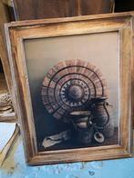 Schilderij met houten lijst hooglander, hert, schaap, Huis en Inrichting, Woonaccessoires | Schilderijen, Tekeningen en Foto's