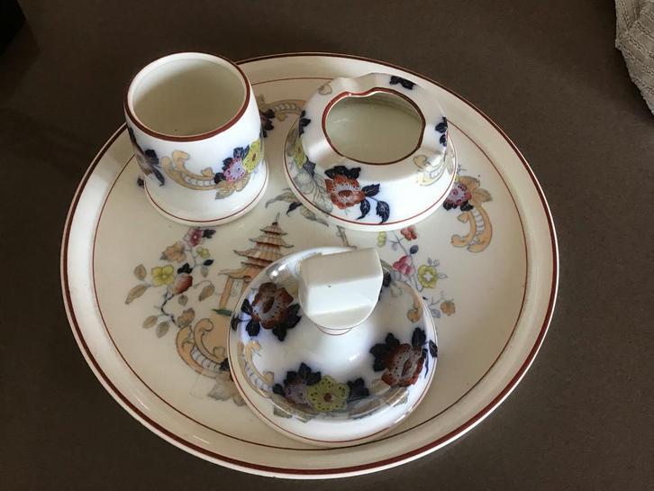 Vintage Plateel Asbakstel, Antiek en Kunst, Antiek | Keramiek en Aardewerk, Ophalen of Verzenden