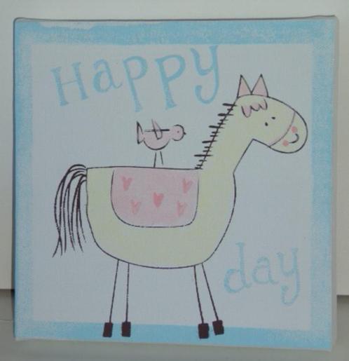 HAPPY DAY BLAUW PAARDJE OP CANVASDOEK Appletree NIEUW, Kinderen en Baby's, Kinderkamer | Inrichting en Decoratie, Nieuw, Wanddecoratie