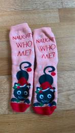 Dikke kerstsokken poes badstof 36 37 38, Sokken en Kniesokken, Zwart, Maat 35 t/m 38, Ophalen of Verzenden