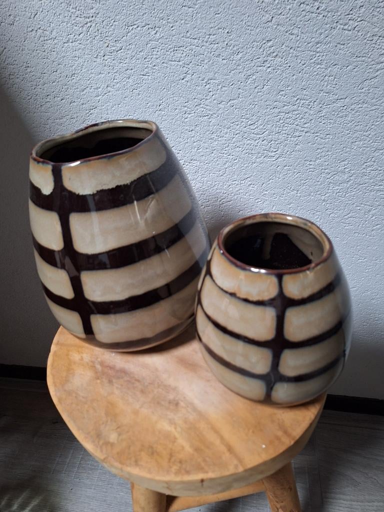 Twee schildpadden vaasjes / pot, Ophalen, Overige kleuren, Minder dan 50 cm, Glas