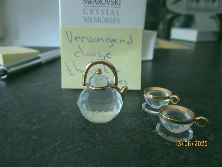 Swarovski Memorie Theepot met twee kopjes incl. doos &, Verzamelen, Swarovski, Nieuw, Figuurtje, Ophalen of Verzenden
