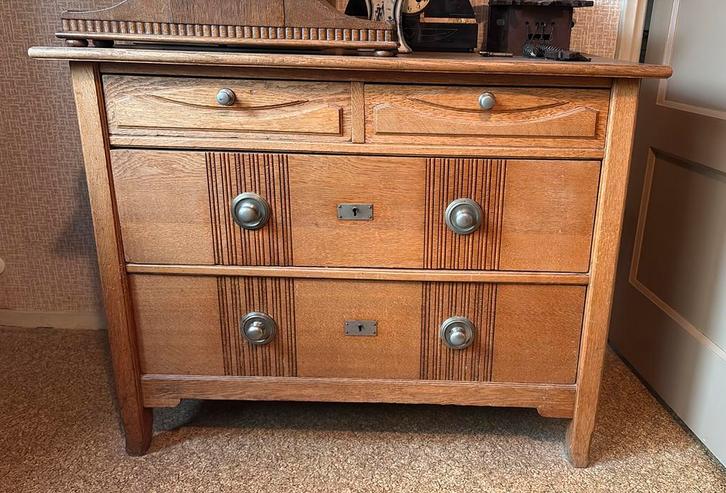 Antieke eiken ladekast ca. 1920 – 100 cm breed, Antiek en Kunst, Antiek | Meubels | Kasten, Ophalen