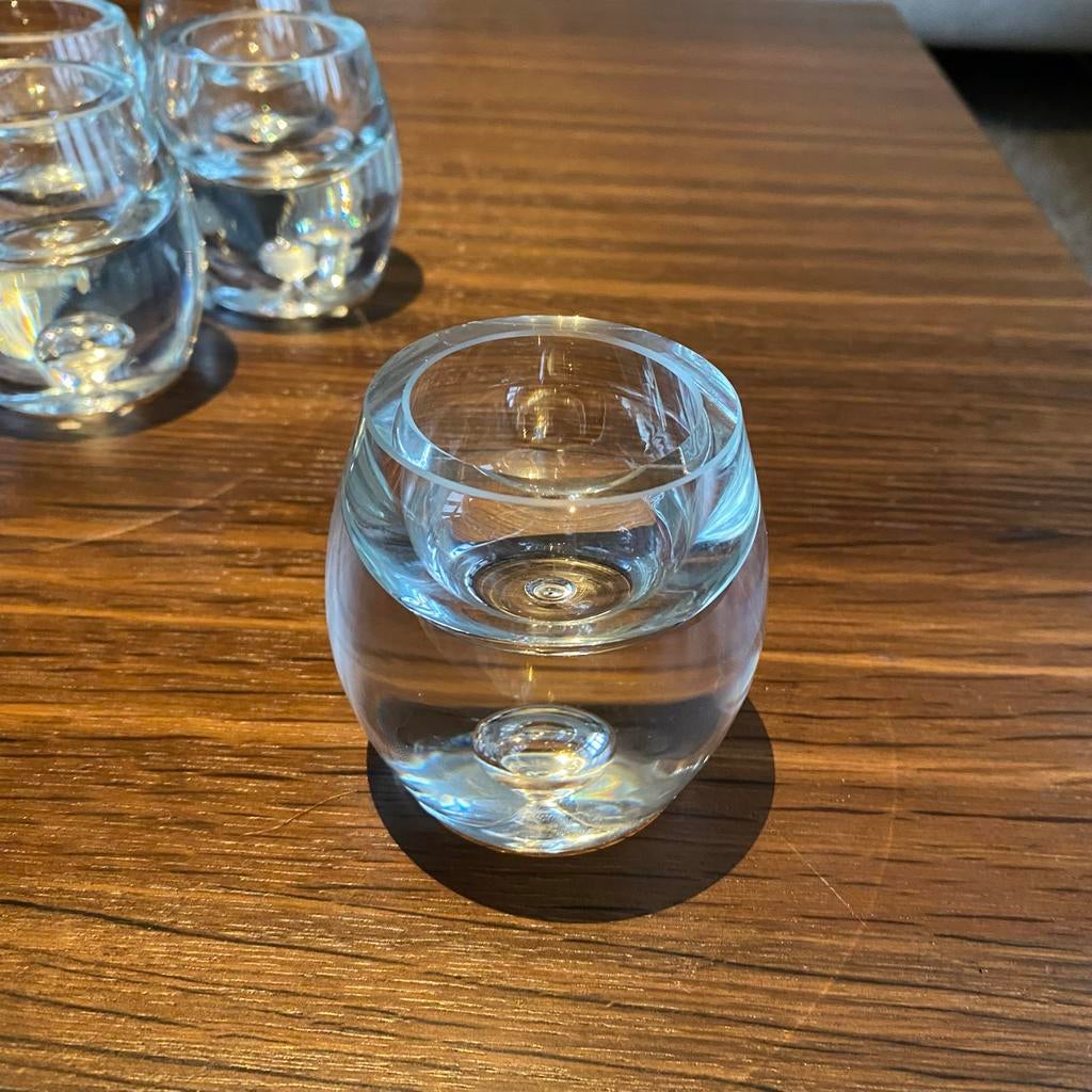 6 Krosno waxinelichthouders - handgeblazen Polen, Ophalen of Verzenden, Zo goed als nieuw