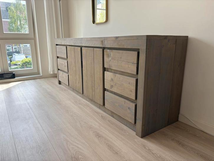 Steigerhouten Dressoir met Lades & Deuren, Huis en Inrichting, Kasten | Dressoirs, Zo goed als nieuw, 200 cm of meer, 50 tot 75 cm