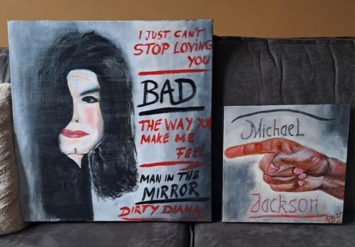 Michael Jackson acrylverf schilderij set van 2, Huis en Inrichting, Woonaccessoires | Tekstborden en Spreuken, Zo goed als nieuw