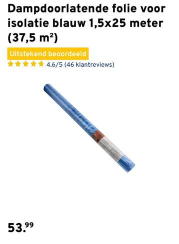 Dampdoorlatende Folie - Dakisolatie - Blauw beschikbaar voor biedingen