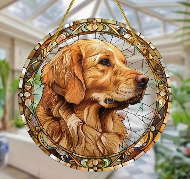 Raamhanger golden retriever, Tuin en Terras, Tuinwanddecoratie, Nieuw, Verzenden