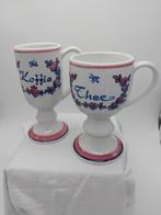2 leuke vintage bekers/mokken/kopjes op pootje Zenith, Antiek en Kunst, Antiek | Servies los, Ophalen of Verzenden