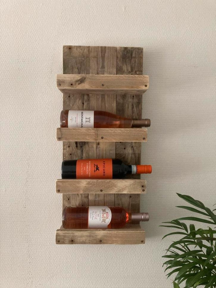Stoer Wijnrek voor 4 flessen NIEUW, Huis en Inrichting, Woonaccessoires | Wijnrekken, Nieuw, 50 tot 75 cm, Hout, Minder dan 5 flessen