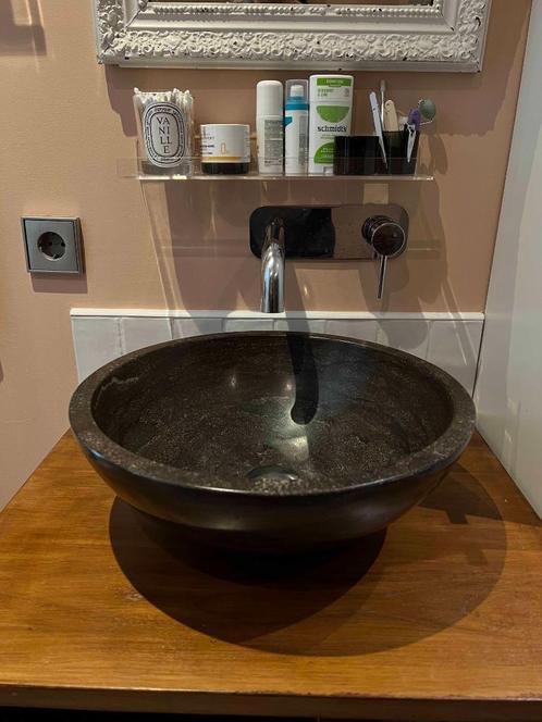 Elegant Black Stone Bathroom Sink, Huis en Inrichting, Badkamer | Badkamermeubels, Gebruikt, Wasbak of Wastafel, Minder dan 100 cm