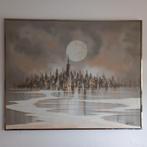 Vintage schilderij Metropolis  stijl Lee Reynolds hp, Ophalen