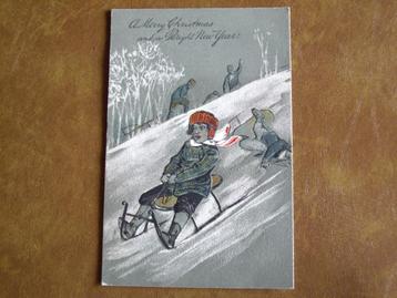 Kinderen hebben veel sneeuwpret Stijl P.F.B. uit 1909 beschikbaar voor biedingen