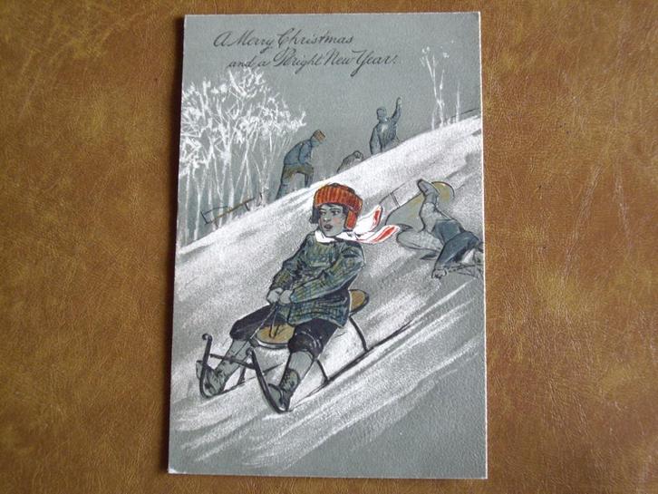 Kinderen hebben veel sneeuwpret Stijl P.F.B. uit 1909, Verzamelen, Ansichtkaarten | Themakaarten, Ongelopen, Voor 1920, Kinderen