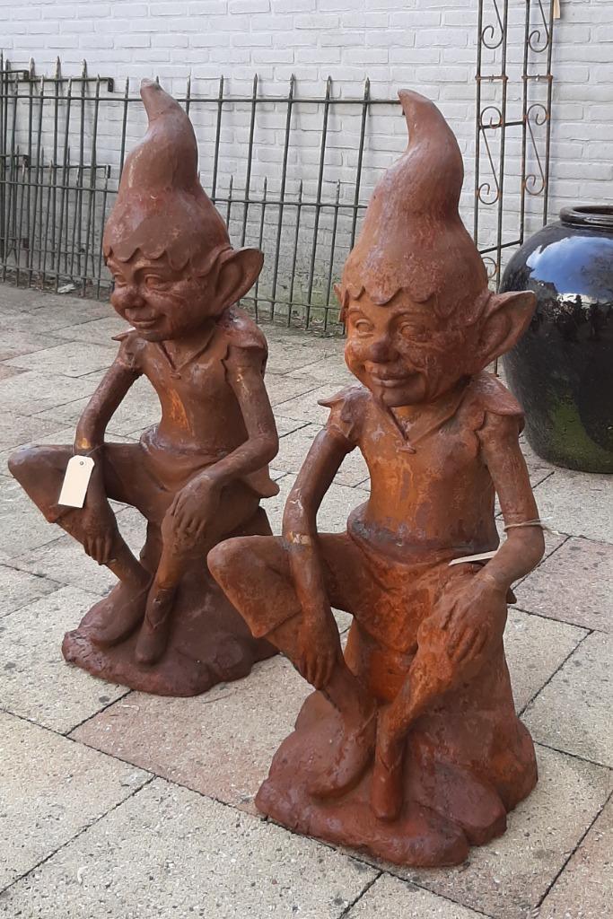 Stel gietijzeren tuinkabouters, Tuin en Terras, Tuinbeelden, Nieuw, Tuinkabouter, Metaal, Verzenden
