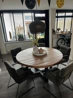 Ronde mangohouttafel 150cm, 100 tot 150 cm, Rond, Ophalen of Verzenden, Zo goed als nieuw