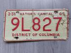 Kentekenplaat Washington DC USA 1965 Nummerplaat Nummerbord, Verzamelen, Auto's, Gebruikt, Ophalen of Verzenden