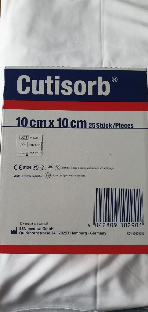 Cutisorb 10x10cm nieuw per stuk verpakt in doos van 25 st, Diversen, Verpleegmiddelen, Nieuw, Ophalen of Verzenden