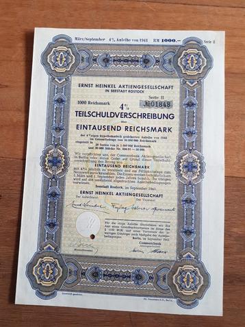 Historisch aandeel Heinkel AG, 1943 beschikbaar voor biedingen