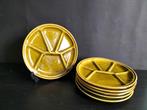 Vintage groene fondue/vakjes borden, Ophalen of Verzenden, Zo goed als nieuw, Bord(en), Overige stijlen