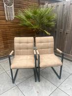 Twee eetkamerstoelen, taupe/beige, Huis en Inrichting, Stoelen, Ophalen, Zo goed als nieuw, Overige kleuren, Twee