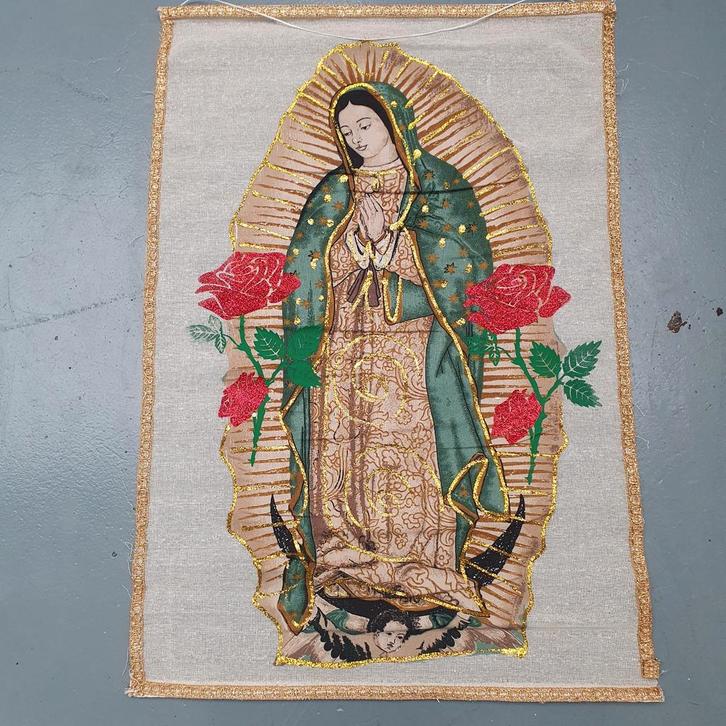 Vintage Wandkleed Onze Lieve Vrouw van Guadalupe, Antiek en Kunst, Antiek | Religie, Ophalen of Verzenden