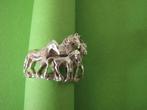 Mooie Sierlijke Zilveren Ring met Paarden, Verzenden, Zilver, Ring