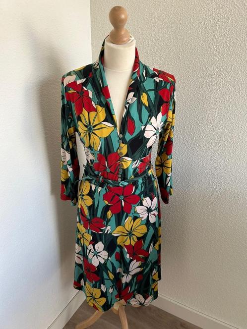 King Louie maat L kleurrijke emmy jurk 424, Kleding | Dames, Jurken, Zo goed als nieuw, Maat 42/44 (L), Groen, Knielengte, Ophalen of Verzenden
