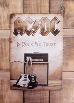 ACDC in rock we trust reclamebord van metaal wandbord deco, Info@deconoord.nl, Deco Noord, Nieuw, Ophalen of Verzenden