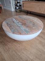 Ronde salontafel komvormig metaal/hout, Huis en Inrichting, Tafels | Salontafels, Ophalen, Gebruikt, 50 tot 100 cm, Rond