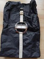 Davis Caroll 1201 horloge zilver met wit leren bandje, Sieraden, Tassen en Uiterlijk, Staal, Polshorloge, Ophalen, Overige merken