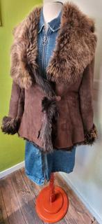 Vintage Schapenvacht Bontjas Maat 38, Maat 38/40 (M), Bruin, Ophalen of Verzenden, Onbekend